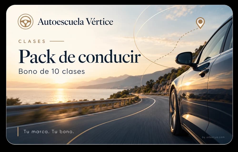 Propuesta de tarjeta de sesiones personalizada para Autoescuela Vértice, negocio ficticio de clases prácticas
