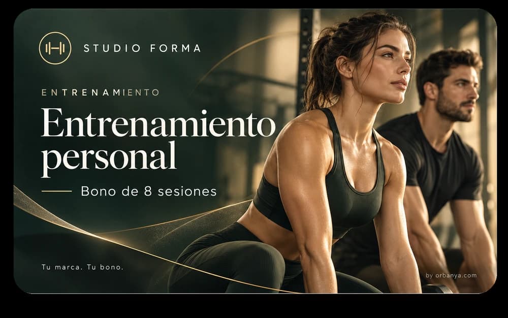 Propuesta de tarjeta de sesiones personalizada para Studio Forma, negocio ficticio de entrenamiento personal