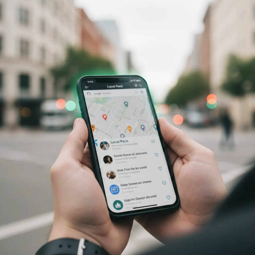 resultado-local-google-maps-negocio-orbanya Teléfono mostrando un resultado local en Google Maps.